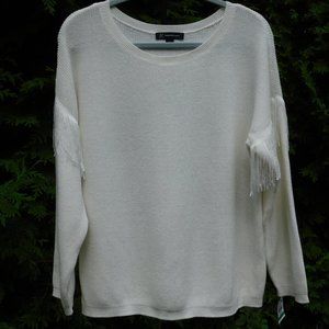 Inc Beautiful Fringed Drop-Sleeve Rib-Knit Sweater NWT